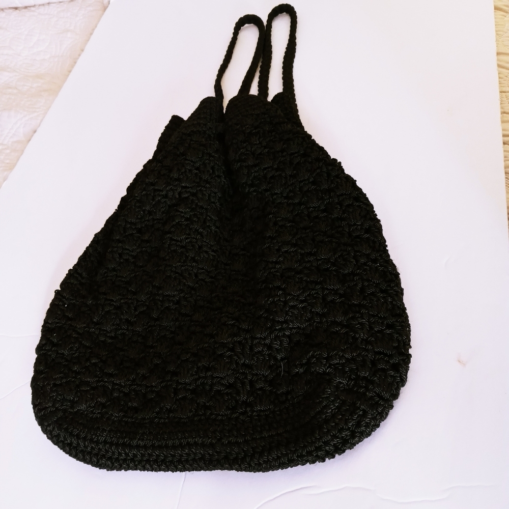 Giannini Black Mini Crocheted Drawstrings Shoulde… - image 1